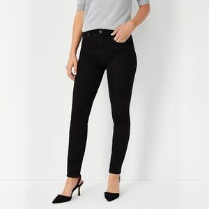 {Ann Taylor} "The Skinny Coated Jeans" Black High Rise Stretch Denim